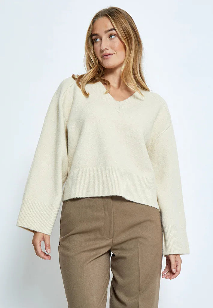 PCCeleste GRS V-Neck Knit Pullover - Grijs