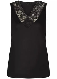 Basic Top V-Neck Lace - Zwart