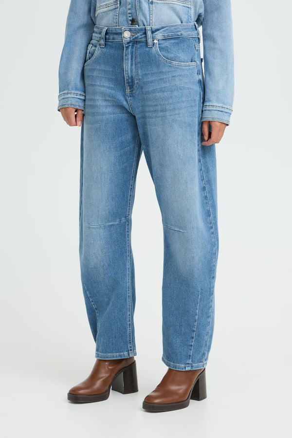 PZANNI HW Jeans Barrel Leg - Blauw