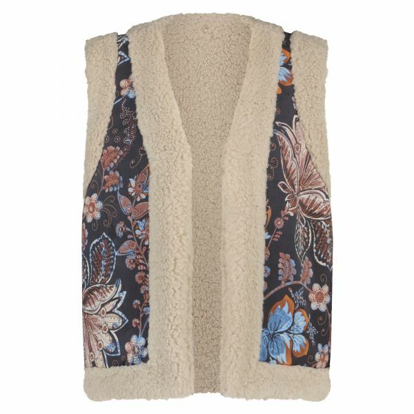 Waistcoat Suedine Flower Print - Multi