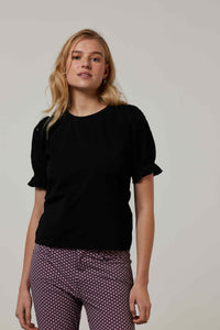Top Jersey Brodery - Zwart