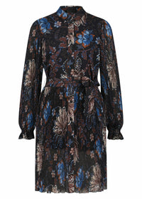Dress Plisee Elegant Flower Print - Multi