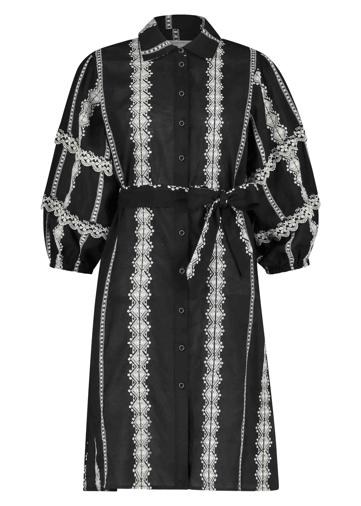 Dress Cotton Embroidery - Zwart