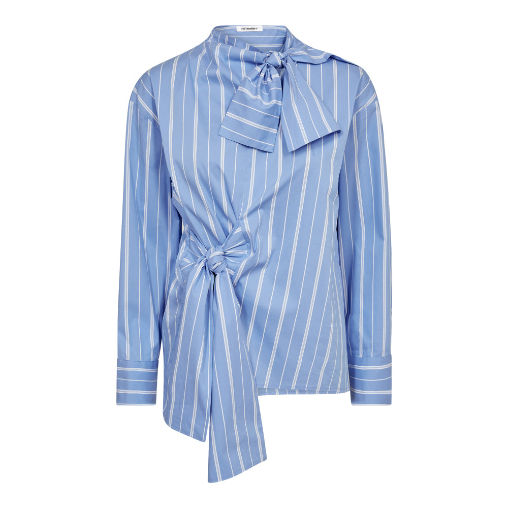 ShiraCC Stripe Bow Blouse - Blauw