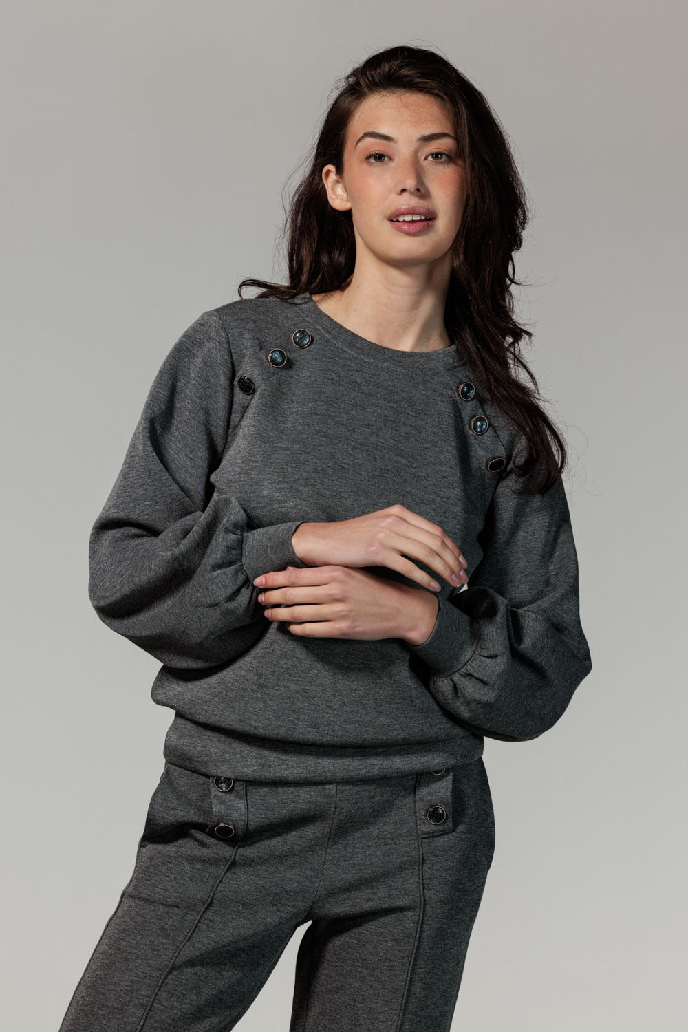 Sweater Sailor Buttons - Grijs