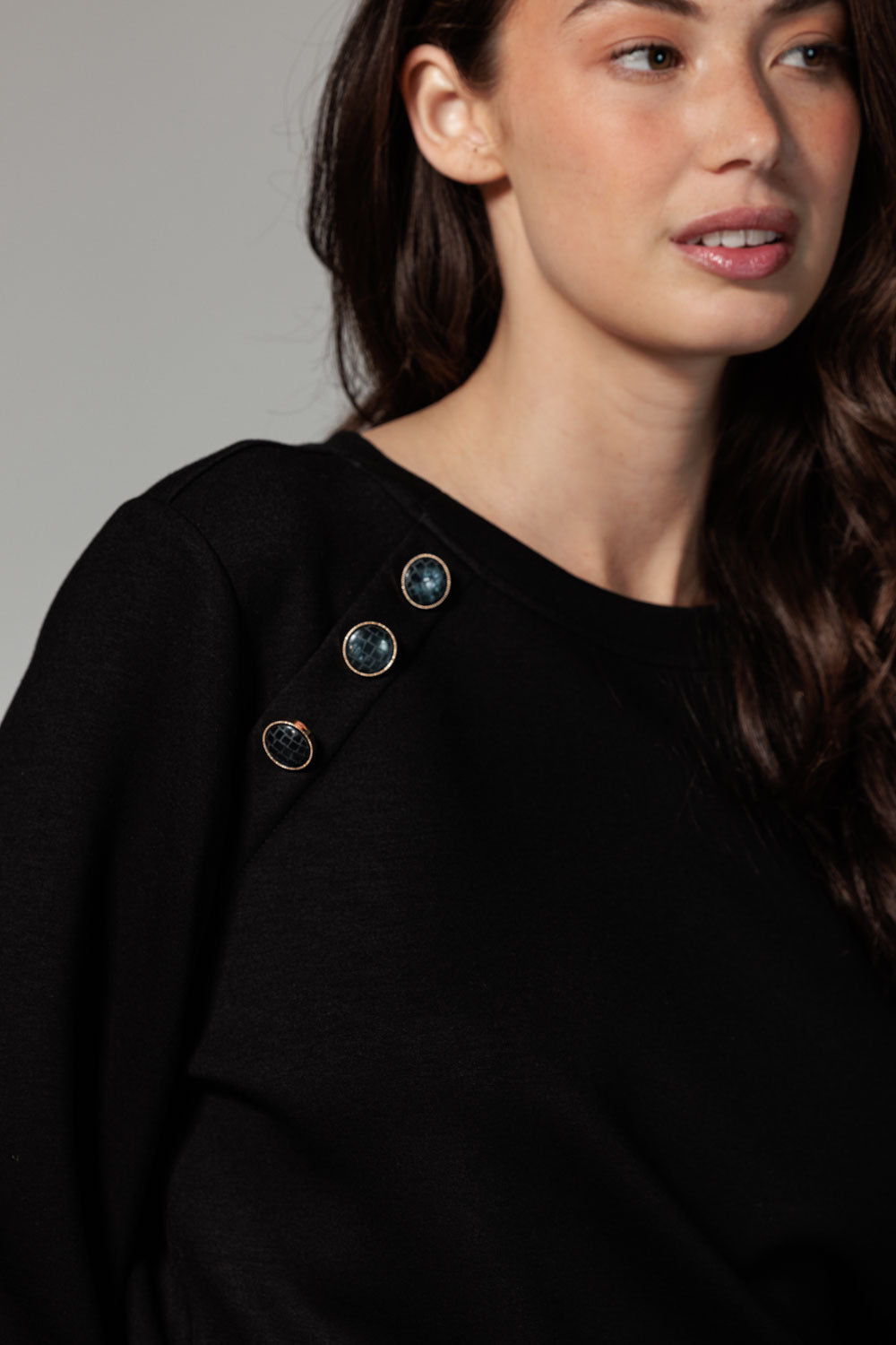 Sweater Sailor Buttons - Zwart