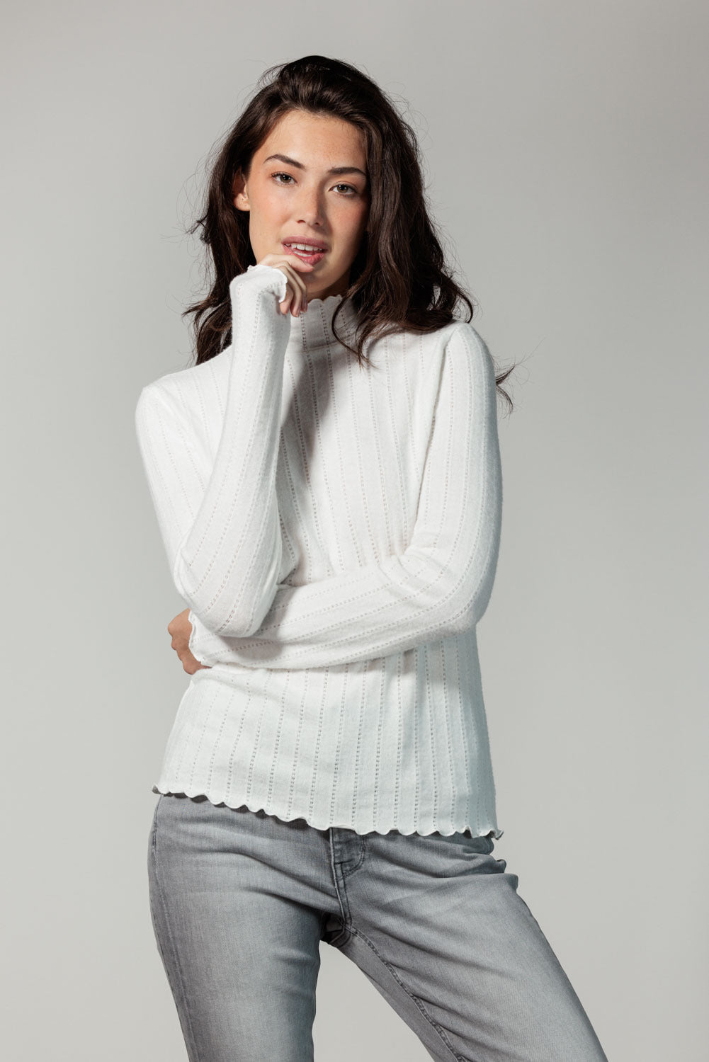 Top Fancy Mock Neck - Wit