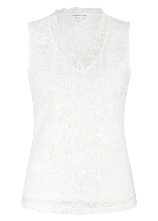 Lace V-Neck Singlet - Wit