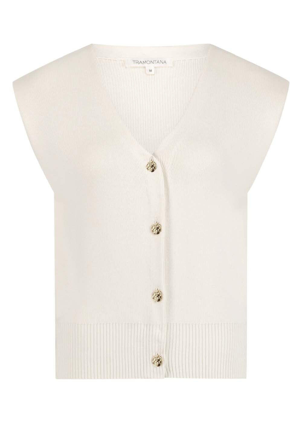 Plain Knit Vest - Wit