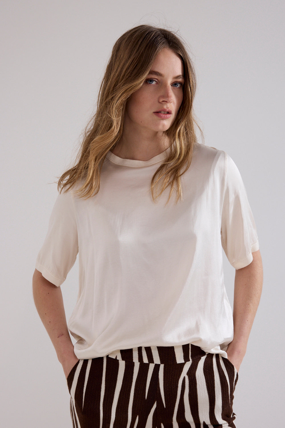 Satin Short-Sleeve Top