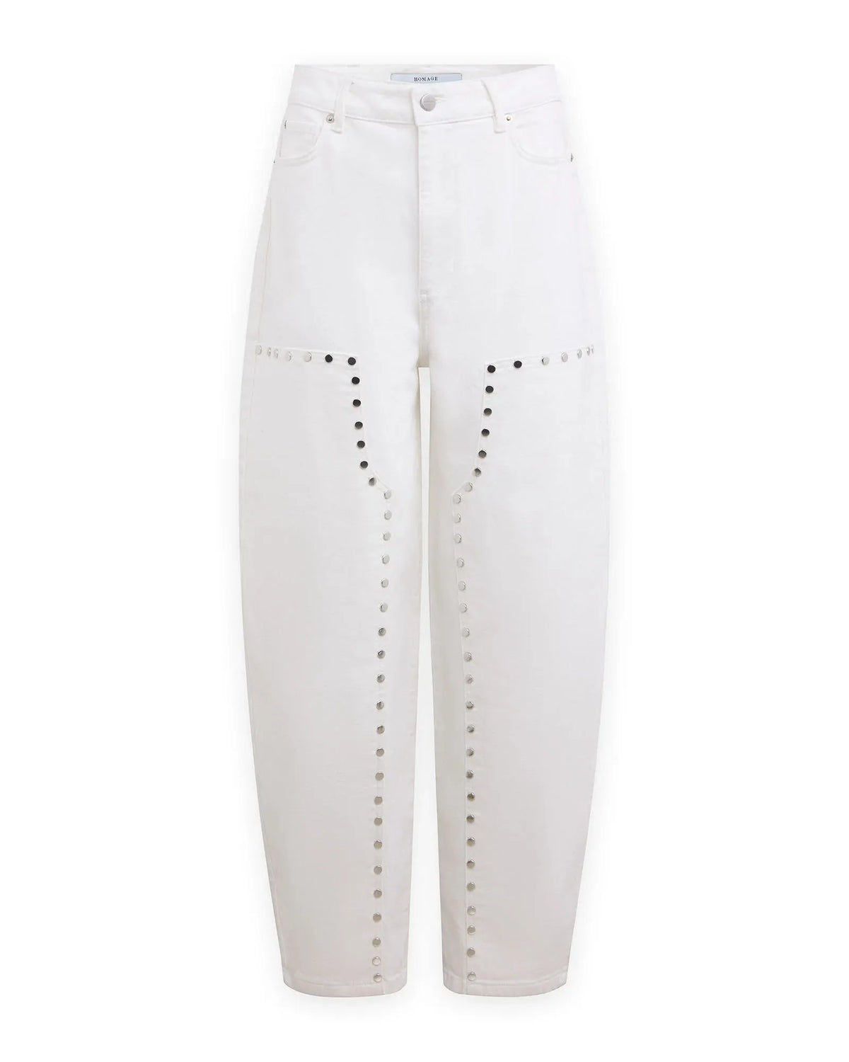 Barrel Jeans With Studs - Wit