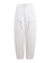 Barrel Jeans With Studs - Wit