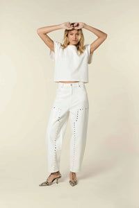 Barrel Jeans With Studs - Wit