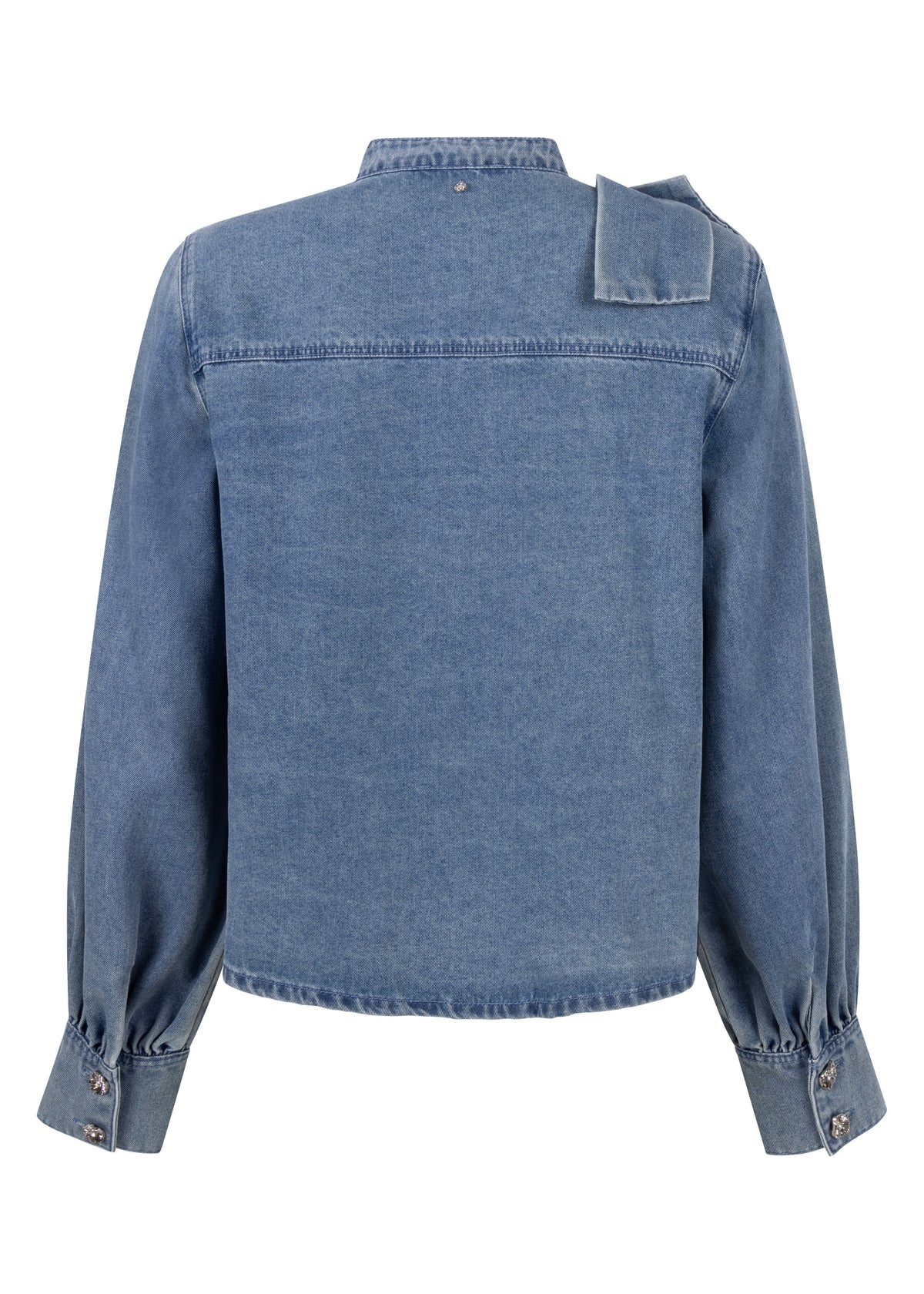 Denim Blouse Bow Detail