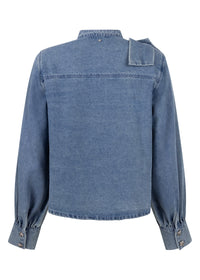 Denim Blouse Bow Detail