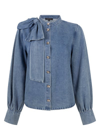 Denim Blouse Bow Detail