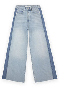Wide Leg Jeans With Patchwork - Multi