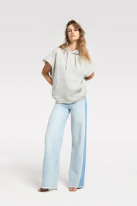 Wide Leg Jeans With Patchwork - Multi