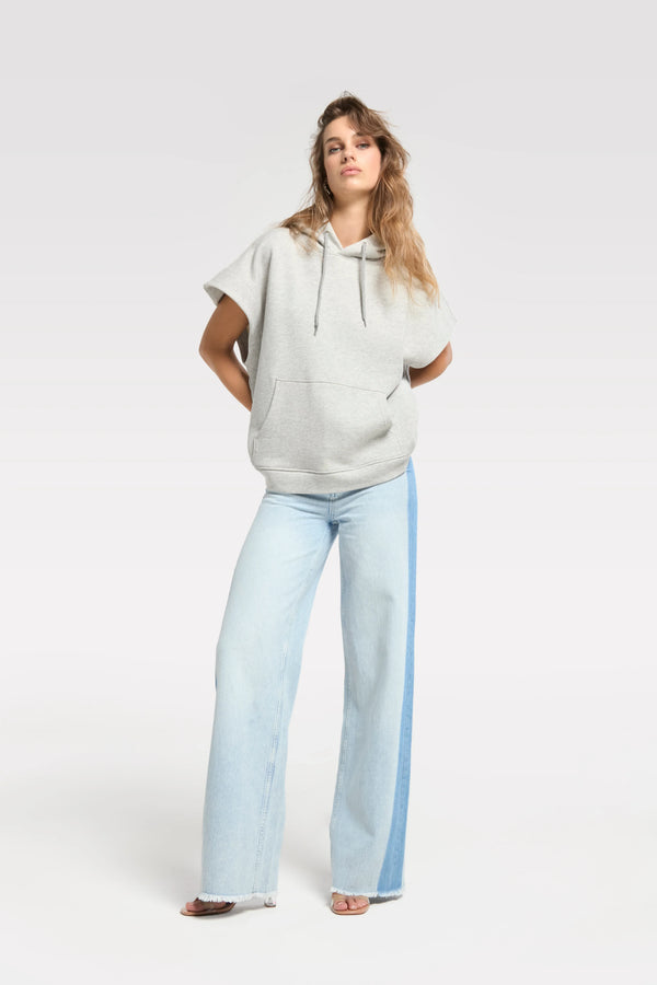 Wide Leg Jeans With Patchwork - Multi