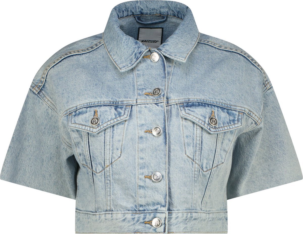 Clementine baggy jeans jacket short sleeve - Blauw