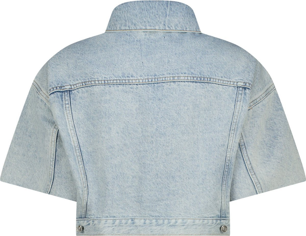 Clementine baggy jeans jacket short sleeve - Blauw