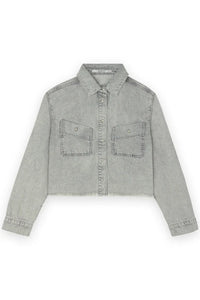 Cropped Denim Jacket - Grijs