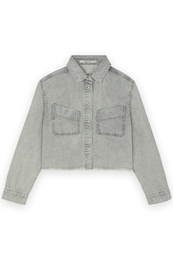 Cropped Denim Jacket - Grijs