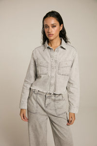 Cropped Denim Jacket - Grijs