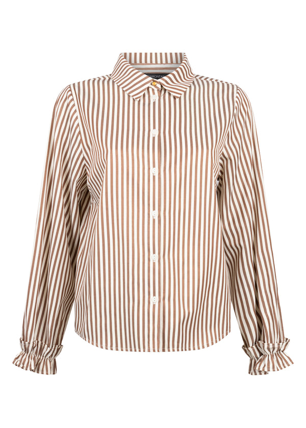 Striped Blouse Ruffled Cuffs