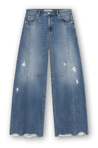 Bowie - Extra Wide Barrel Jeans With Destroys