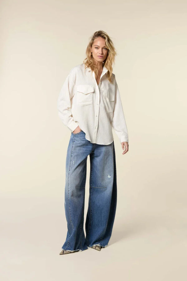 Bowie - Extra Wide Barrel Jeans With Destroys