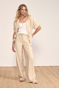 Linen Blend Wide-Leg Trousers