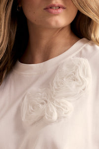 T-Shirt Flower Detail - Wit