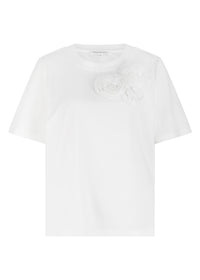 T-Shirt Flower Detail - Wit