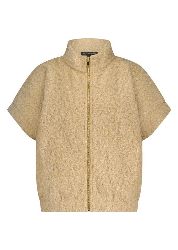 Boucl Short-Sleeve Jacket - Beige