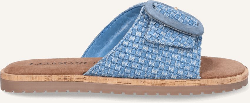 Round buckle denim mules
