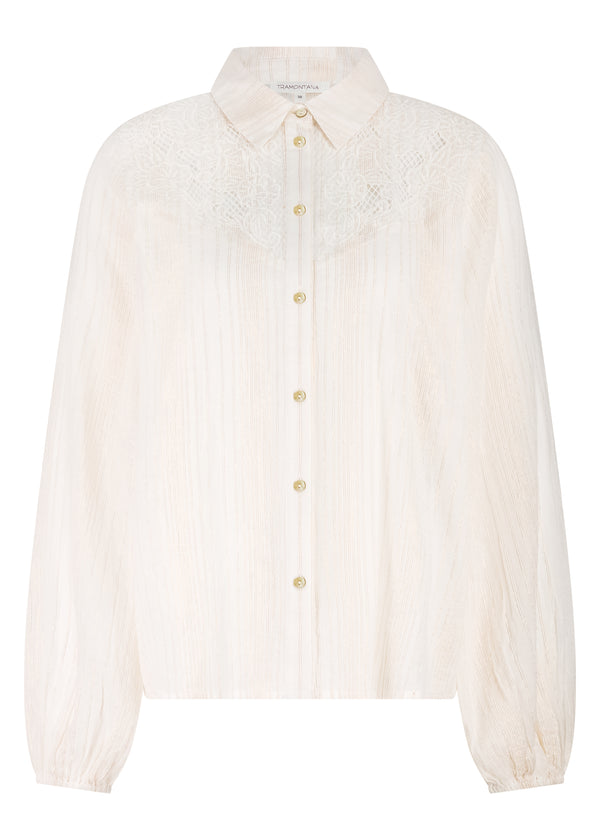 Lurex Blouse Lace - Wit