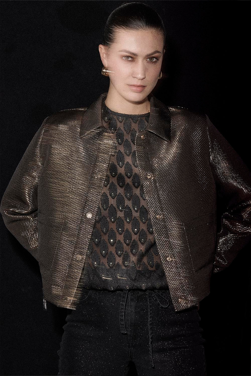 Tailored Lurex Jacket - Goud