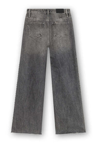 Mid Waist Straight Leg Jeans With Studs