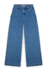 Flowy Palazzo Jeans with Pleats - Zwart