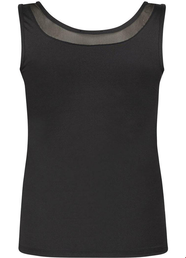 Basic V-Neck Singlet Mesh - Zwart