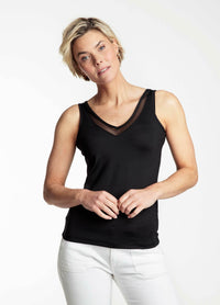 Basic V-Neck Singlet Mesh - Zwart