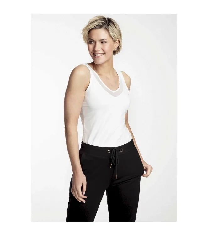 Basic V-Neck Singlet Mesh - Wit