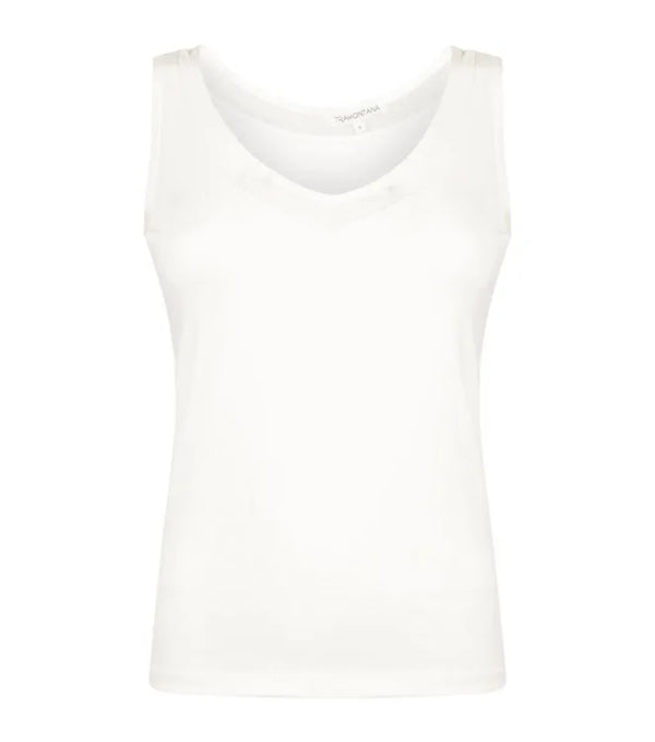 Basic V-Neck Singlet Mesh - Wit
