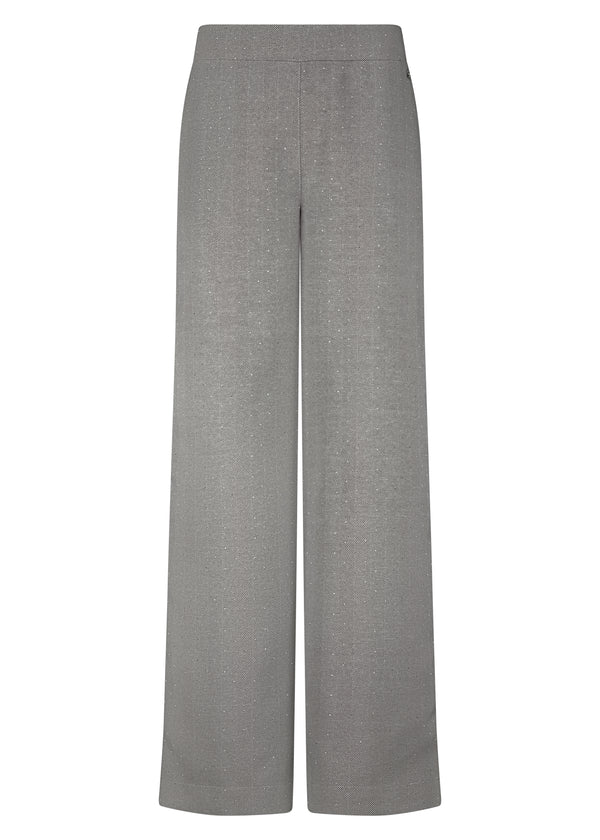 Wide-Leg Trousers Fancy Herringbone - Grijs