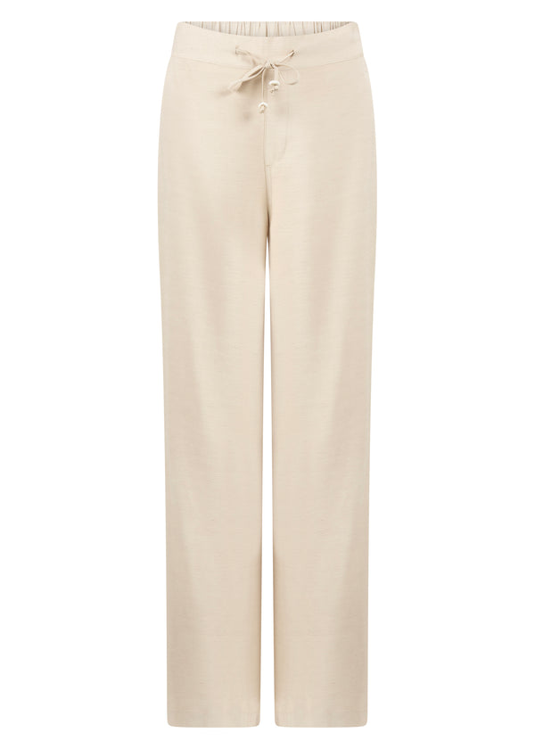 Linen Blend Wide-Leg Trousers