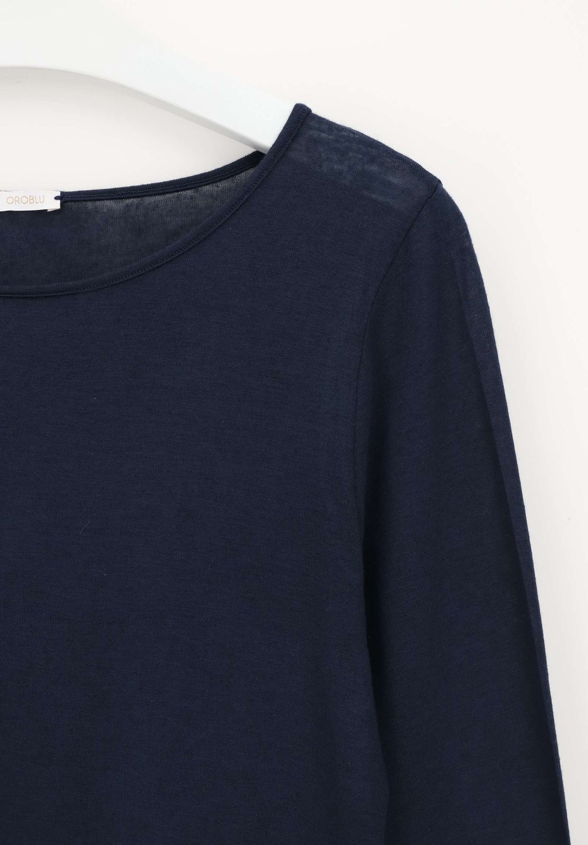 Perfect Line Cashmere - T-Shirt Long Sleeve - Blauw