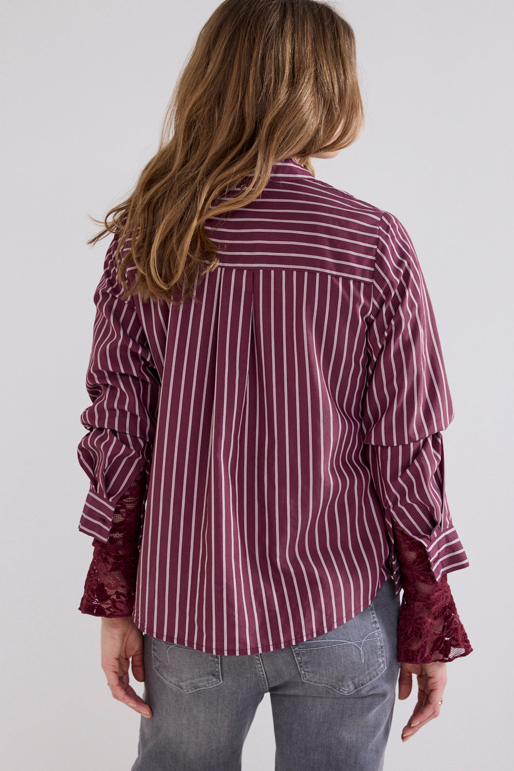 Striped Blouse Strass Placket