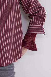 Striped Blouse Strass Placket