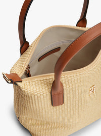 Popette mini tote raffia - Bruin